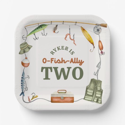 Assiettes En Carton Plaque de papier d'anniversaire O-Fish-Ally (Recto)