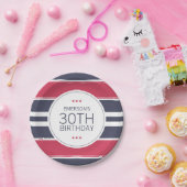 Assiettes En Carton Plaque de papier d'anniversaire rouge, blanc et bl (Fête)