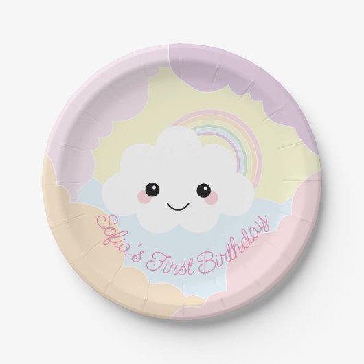 Assiettes En Carton Plaque de papier d'anniversaire Sofia Cloud (Devant)