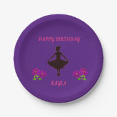 Assiettes En Carton Plaque de papier d'anniversaire violet Ballerina, (Devant)