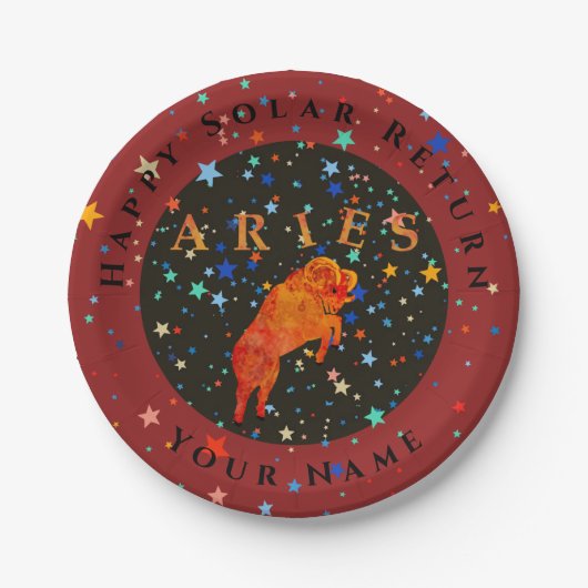 Assiettes En Carton Plaque de papier d'anniversaire Zodiac d'Aries (Devant)