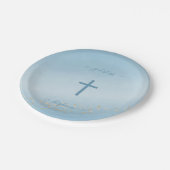 Assiettes En Carton Plaque de papier d'aquarelle bleu croisé communion (Angle)