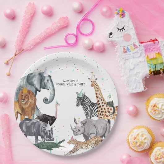 Assiettes En Carton Plaque de papier d'aquarelle d'animal moderne simp (Fête)