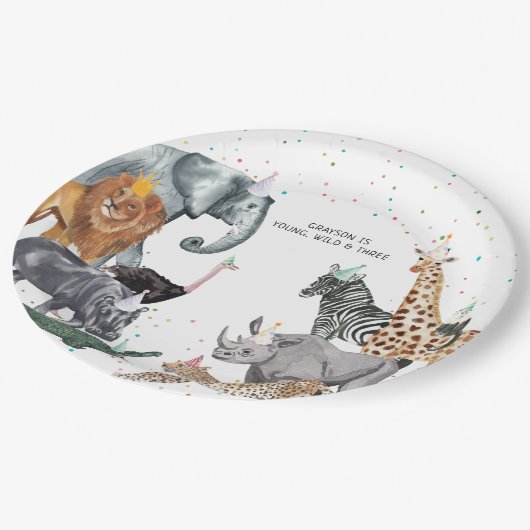 Assiettes En Carton Plaque de papier d'aquarelle d'animal moderne simp (Angle)