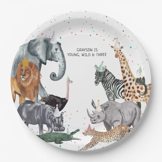 Assiettes En Carton Plaque de papier d'aquarelle d'animal moderne simp (Devant)