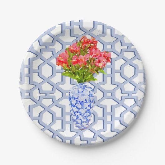 Assiettes En Carton Plaque de papier d'aquarelle Floral Trellis (Devant)