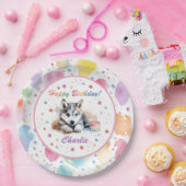 Assiettes En Carton Plaque de papier d'aquarelle sibérienne Husky (Fête)