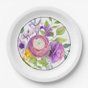 Assiettes En Carton Plaque de papier d'art floral coloré été