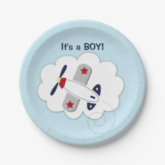 Assiettes En Carton Plaque de papier de Baby shower d'avion Little Avi