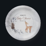 Assiettes En Carton Plaque de papier de Baby shower de fleurs de cerf<br><div class="desc">Baby shower à thème de cerfs doux automne et hiver baies florales aquarelle et design feuille avec deux petits cerfs mignons regardant les détails de votre douche de chaque côté.</div>
