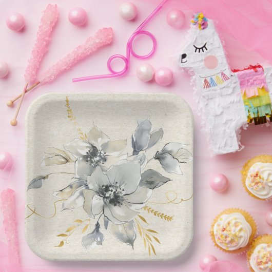 Assiettes En Carton Plaque de papier de bois grisé (Fête)