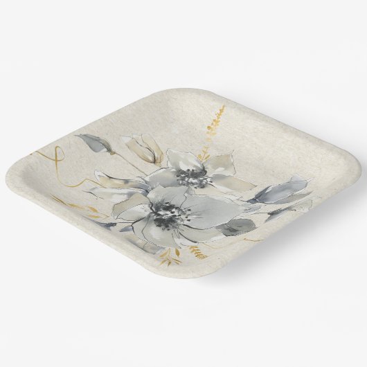 Assiettes En Carton Plaque de papier de bois grisé (Angulaire)