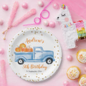 Assiettes En Carton plaque de papier de camion citrouille bleu (Fête)