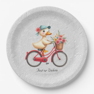 Assiettes En Carton Plaque de papier de canard à bicyclette florale