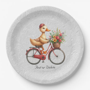 Assiettes En Carton Plaque de papier de canard à bicyclette florale