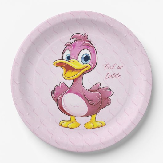 Assiettes En Carton Plaque de papier de canard rose (Devant)