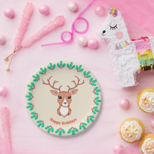 Assiettes En Carton Plaque de papier de cerf de Noël (Fête)