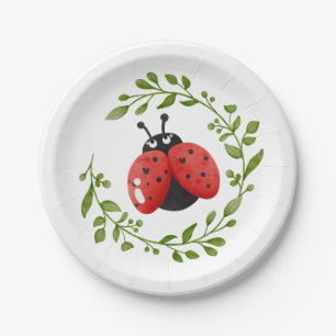 Assiettes En Carton Plaque de papier de charrette rouge Ladybug