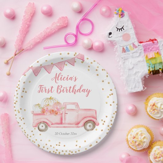 Assiettes En Carton Plaque de papier de Citrouille rose d'automne (Fête)