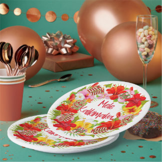 Assiettes En Carton Plaque de papier de couronne de Mele Kalikimaka Ha