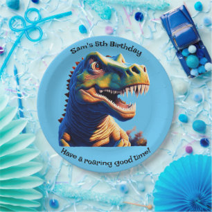 Assiettes En Carton Plaque de papier de fête d'anniversaire. Dinosaure