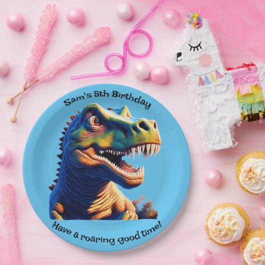 Assiettes En Carton Plaque de papier de fête d'anniversaire. Dinosaure (Fête)