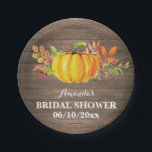 Assiettes En Carton Plaque de papier de Fête de l'mariée Rustic Fall C<br><div class="desc">Plaque de papier de Fête de l'mariée Rustic Fall Citrouille</div>