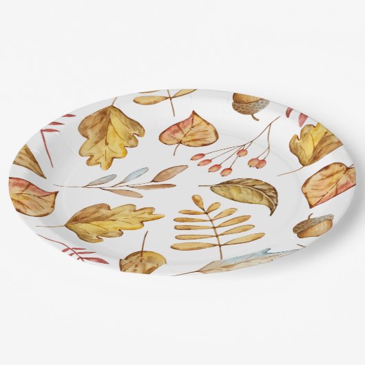Assiettes En Carton Plaque de papier de feuillage d'automne (Angle)