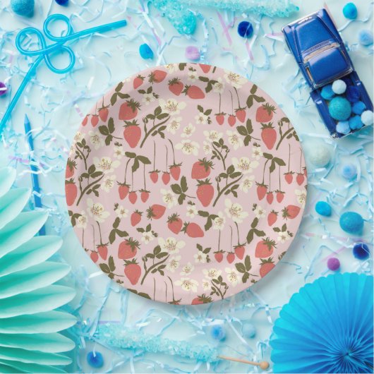 Assiettes En Carton Plaque de papier de fraise à fleurs (Fête)