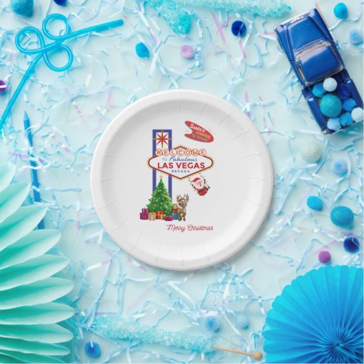 Assiettes En Carton Plaque de papier de Noël Las Vegas (Fête)