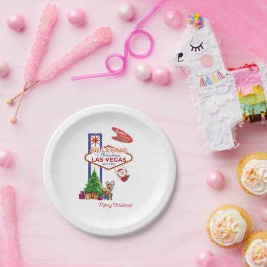 Assiettes En Carton Plaque de papier de Noël Las Vegas (Fête)