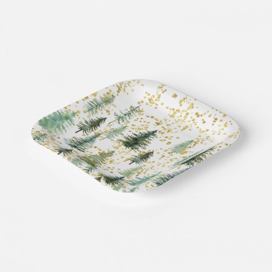 Assiettes En Carton Plaque de papier de Noël Parties scintillant d'or (Angulaire)