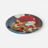 Assiettes En Carton Plaque de papier de Noël père Noël & Reindeer (Angle)