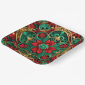 Assiettes En Carton Plaque de papier de Noël rouge vert décoratif (Angulaire)