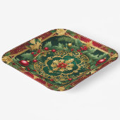 Assiettes En Carton Plaque de papier de Noël Rouge Vert Or (Angulaire)