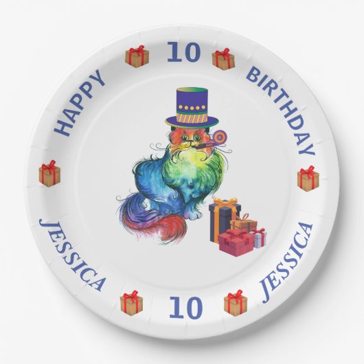 Assiettes En Carton Plaque de papier de partie personnalisée Chat (Devant)