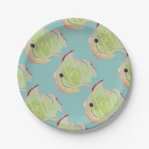 Assiettes En Carton Plaque de papier de poisson vert mignonne