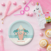 Assiettes En Carton Plaque de papier de surf de plage rétro (Fête)