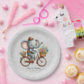 Assiettes En Carton Plaque de papier d'éléphant à bicyclette florale (Fête)