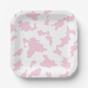 Assiettes En Carton Plaque de papier d'impression de vache rose