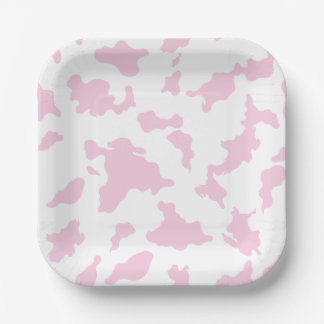 Assiettes En Carton Plaque de papier d'impression de vache rose