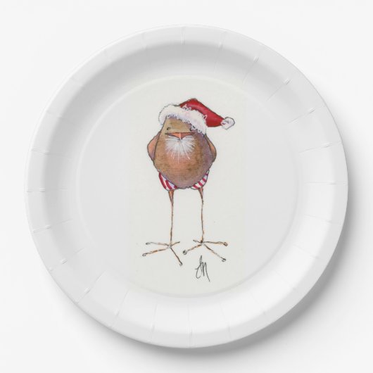 Assiettes En Carton PLAQUE DE PAPIER D'OISEAU père Noël (Devant)