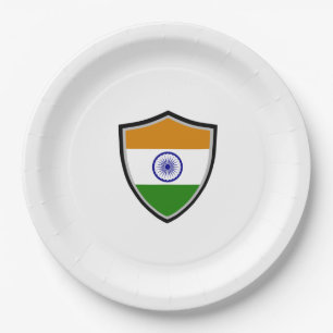 Assiettes En Carton Plaque de papier drapeau du bouclier indien