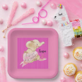 Assiettes En Carton Plaque de papier Elephant d'anniversaire en rose (Fête)