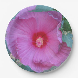Assiettes En Carton Plaque de papier en Hibiscus rose