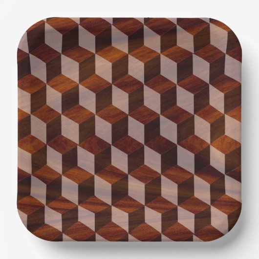 Assiettes En Carton Plaque de papier - Faux en bois incrusté (Recto)