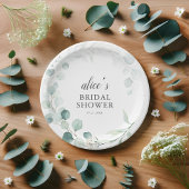 Assiettes En Carton Plaque de papier Fête des mariées Eucalyptus vert