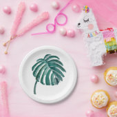 Assiettes En Carton Plaque de papier feuille de palme verte (Fête)