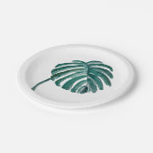 Assiettes En Carton Plaque de papier feuille de palme verte (Angle)
