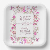 Assiettes En Carton Plaque de papier Fleur sauvage rose pâle (Recto)